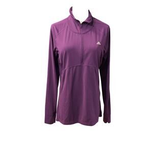 Adidas purple 1/4 zip pull-over climalite golf performance shirt